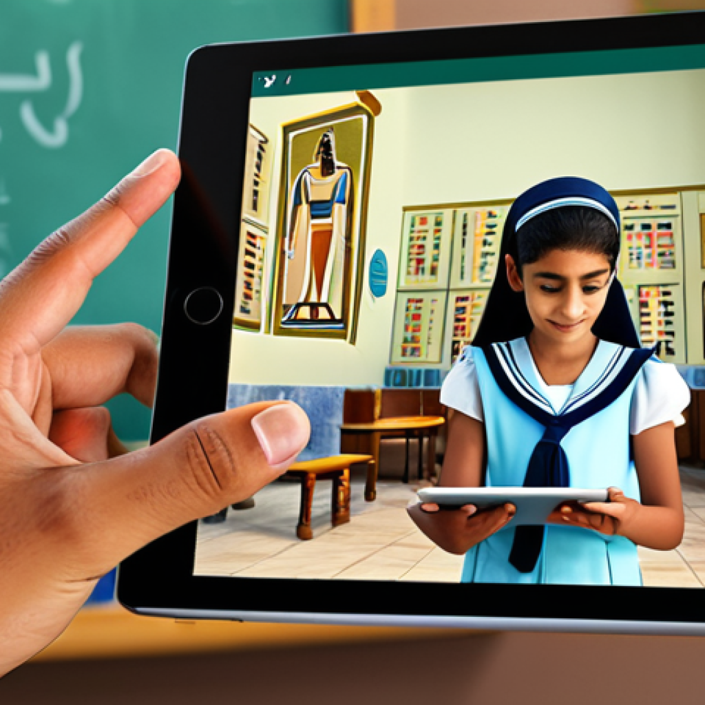 증강현실을 활용한 캐릭터 디자인 사례 - Interactive Learning**

"A bright and cheerful classroom scene. A young Arab student, fully clothed ...