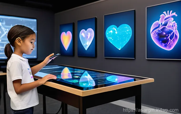 증강현실 기술의 교육적 효과 연구 - **Prompt 1: Interactive Learning in an Augmented Classroom**
    "A group of diverse elementary scho...