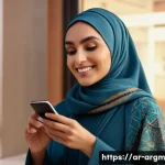 Home 20 증강현실을 활용한 브랜드 충성도 강화 - A modern Middle Eastern woman using augmented reality on her smartphone to virtually try on differen...